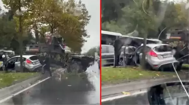 İstanbul'un göbeğinde araçlar birbirine girdi! Zırhlı aracın da karıştığı kazada yaralılar var