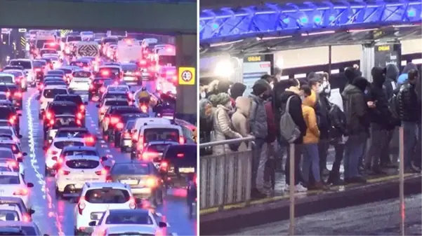 İstanbul'da yağmur hayatı felç etti! Yollar ve metrobüs tıklım tıklım