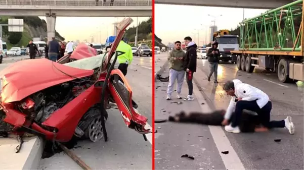 Üst geçide çarpan otomobil ikiye bölündü! Araçtan fırlayan sürücünün durumu kritik