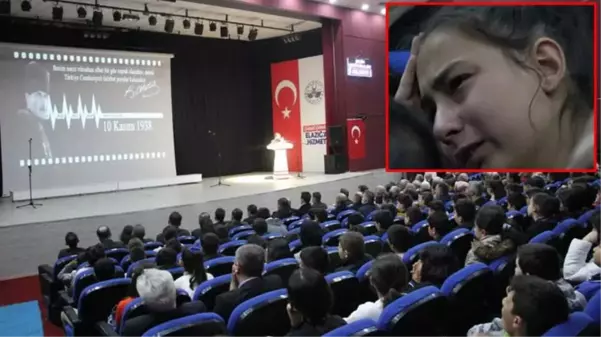 Atatürk'ün anlatıldığı 10 Kasım programında hüngür hüngür ağlayan kız öğrenci: Aklıma yaşadığı zorluklar geldi