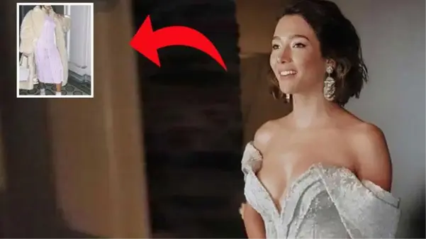 Aybüke Pusat soğuğa aldırmadı! Kabanının önünü açınca transparan elbisesi ortaya çıktı