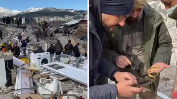 Güvenlik korucusu enkazda bulduğu altın takıları sahibinin yakınına teslim etti