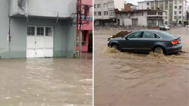 Yine deprem bölgesi yine aynı manzara! Şiddetli yağışlarda yollar göle döndü, taşkınlar yaşandı