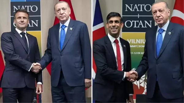 Cumhurbaşkanı Erdoğan'dan NATO Zirvesi'nde yoğun diplomasi mesaisi! Önce Macron'la sonra Sunak'la görüştü