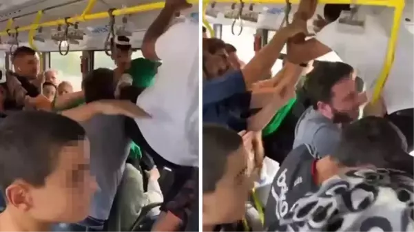 Metrobüste 'uçan tekmeli' yer verme kavgası! O anlar kamerada