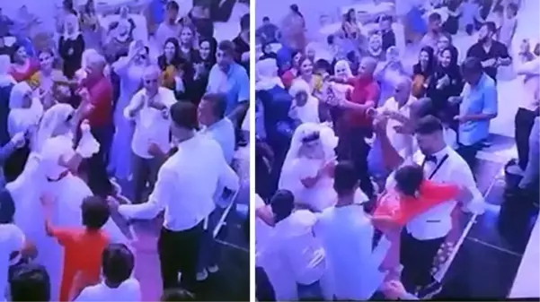 Düğünde skandal görüntü! Damat, gelinliği çekiştiren çocuğu yakasından tutarak yere fırlattı