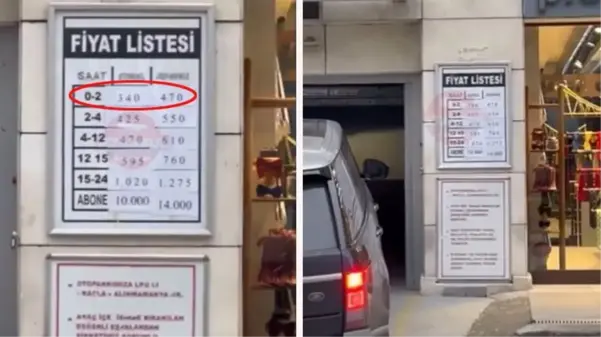 İstanbul'da özel bir otoparkta bir saatlik ücretin 340 TL olması tepki çekti