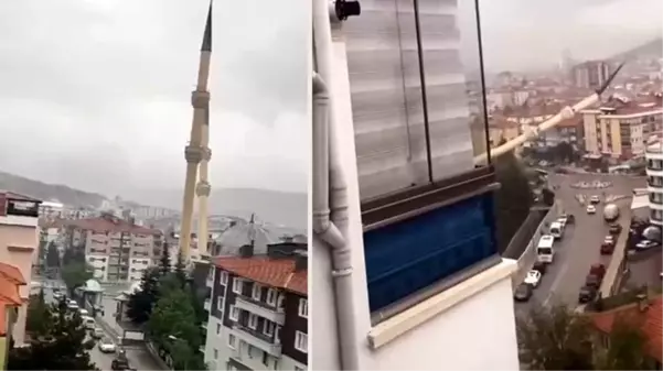 Çankırı'da şiddetli fırtınaya dayanamayan cami minaresi devrildi