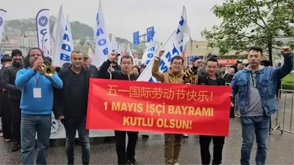 Zonguldak'ta Çinli mühendislerden 1 Mayıs yürüyüşü