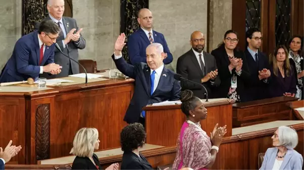 Netanyahu'ya ABD Kongresi'nde alkış tufanı! Skandal görüntülere Türkiye'den tepki