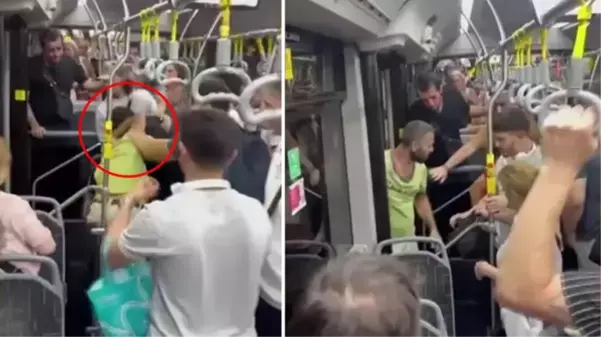 Metrobüs ringe dönüştü! Yumruklu kavga kamerada