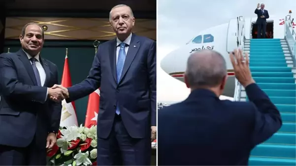 Cumhurbaşkanı Erdoğan, Sisi'yi 'Rabia' işaretiyle uğurladı