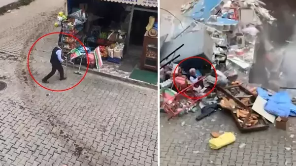 Görüntü Türkiye'den! Koca market yaşlı adamın üzerine çöktü