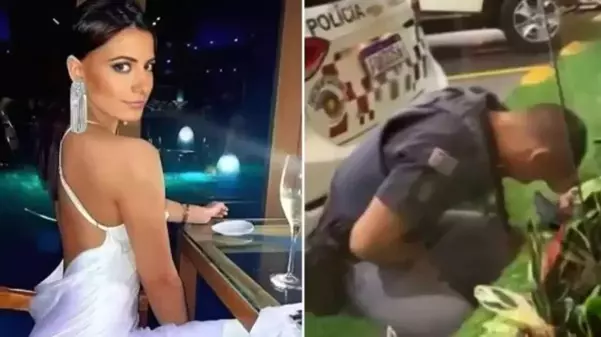 Brezilya'da ünlü Playboy modeli, benzin istasyonunda polise saldırdı