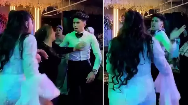 Düğünde çıkan tartışma sırasında damat gelini herkesin gözü önünde tekme tokat dövdü