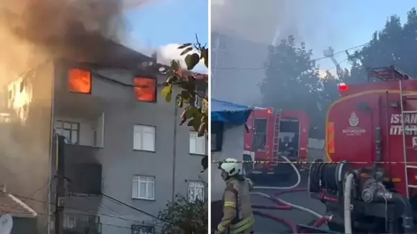 Ümraniye'de tadilat esnasında tüp patladı, çatı katı alev alev yandı