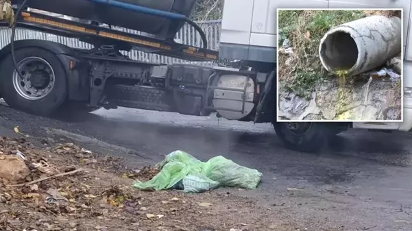 Tanker bariyerlere çarptı; yola kimyasal madde döküldü