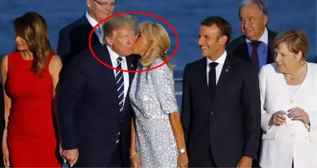 G-7 zirvesine Macron'un eşinin Trump'ı öpmesi damga vurdu!