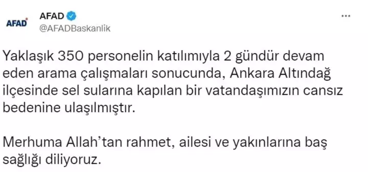 (DRONE) Sel sularına kapılan bir kişinin daha cansız bedenine ulaşıldı