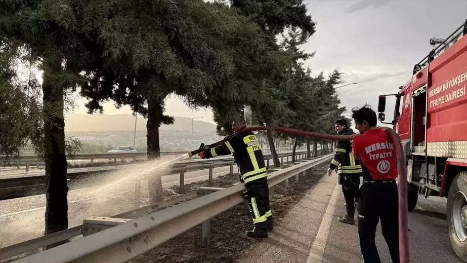 Toroslar ilçesinde bulvardaki refüjde çıkan yangın söndürüldü