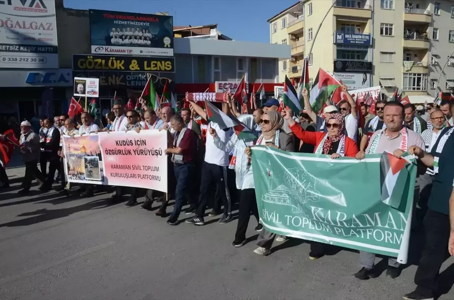 Karaman'da Hamas liderine suikast ve İsrail saldırıları protesto edildi