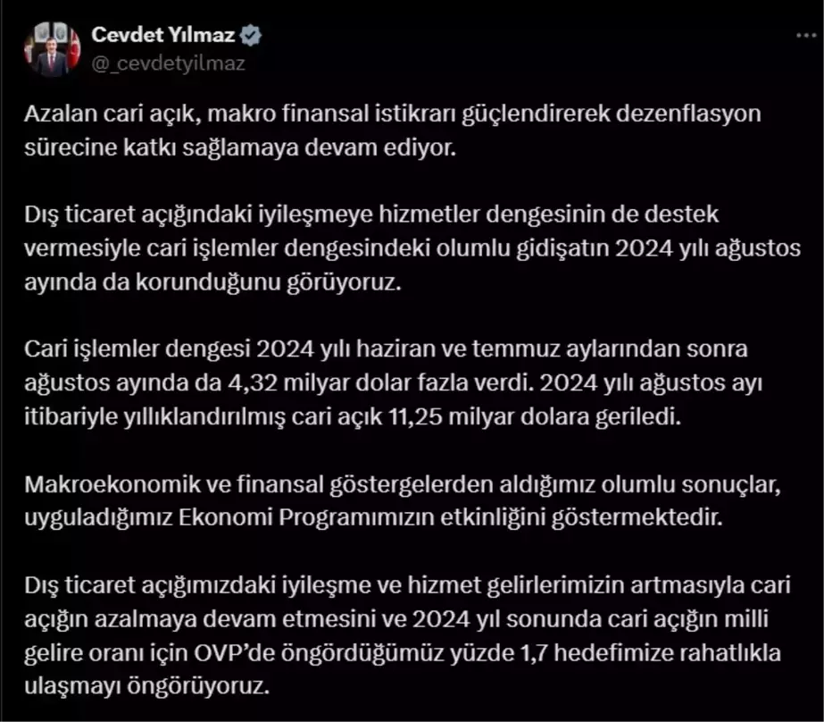 Cari Açıkta İyileşme Beklentisi